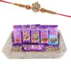 Astonished Retail Flavoured Dairy Milk Chocolate Gift Basket | Premium Rakhi Chocolate for Brother | Designer Ganeshji Rakhi with Chocolates | Roli, Chawal, Chandan, Misri | 384