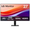 LG 27U411A 68.5 cm (27 Inch) FHD (1920×1080) IPS Monitor, 1ms(MBR), 120Hz, Anti-Glare, sRGB 99%(Typ.), HDR10, 3-Side Virtually Borderless, Reader Mode, Flicker Safe, VGA, HDMI, Slim Stand, Black