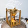 Pure Source India Metal Stand and Brass Bowl Camphor Burner/Aroma Lamp/Dhoop Burner/Aroma Burner Square (4.75Inch) (Gold and Gliter Finsh)