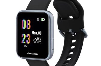 Fastrack Reflex Slay Smartwatch with Full Touch Screen 1.4-inch Display and 24×7 HRM & SpO2 Monitor-68024AP01 (Charcoal Black)