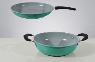 Flipkart SmartBuy 2-Piece Ceramic Non-Stick – 24cm Frypan and 22cm Kadai Induction Bottom Non-Stick Coated Cookware Set(Cast Iron, 2 – Piece)