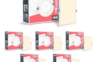 elleys’ Polaris +_ Square LED Panel Light – 15W (Warm White) | Tested Upto 4kV Surge Protection | Recessed Ceiling led Light Downlight for Home & Commercial (6 Pcs)