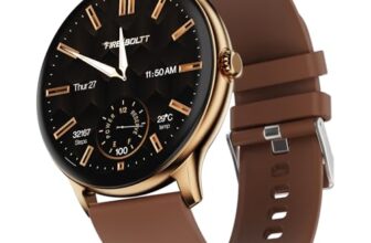 Fire-Boltt Phoenix Pro Round Smart Watch 1.39″ HD Display with Bluetooth Calling, AI Voice Assistant, SpO2 & Heart Rate Monitor, 120+ Sports Modes, Smartwatch for Men & Women – Mocha Mousee
