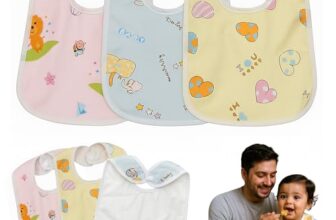 VIVATRA Waterproof Spill Resistant Bibs, Baby Apron with Bib, Baby Bibs for 6 to 12 Months, Fastdry Bibs, Soft Cotton Bib (Set of 3)