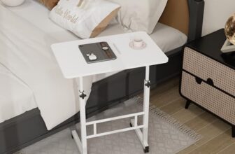 Homeland Design your Heritage Wood Multipurpose Movable & Adjustable Table for Computer & Laptop (White)