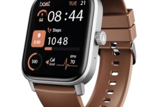 boAt Wave Astra Neo Smartwatch Bluetooth Calling, 1.83” HD Display, Health & Wellness Suite, IP68 Resistance, Functional Crown (Timber Brown)