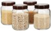 Amazon Brand – Solimo Glass Transparent Storage Jar with Brown Plastic Cap for Pickles, Spices | BPA Free | Set of 4 | 750 ml