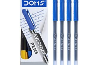 Doms DF 0.6 GL Ball Point Pens Box Pack | Lightweight & Sleek Body | Created For Smooth, Dark & Uninterrupted Writing | Use & Throw Pen | Blue Ink, Pack of 40 Pens