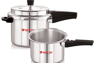 NIRLON Combo Induction Base Outer Lid Aluminium Pressure Cooker, 3 and 5 Liters with Common Lid, Silver