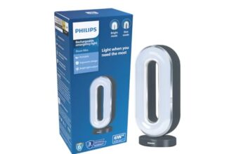Philips 6W Rover Mini Rechargeable LED Emergency Light | 450 Lumens | 1500mAh Battery | Type-C Fast Charging | 2 Brightness Modes | Up to 1.5H Backup | Compact & Portable Design | Grey, Pack of 1