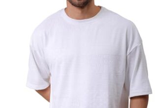 The Indian Garage Co Men Oversized Self Design Round Neck Tshirt White