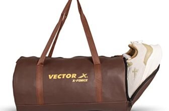 Vector X X-Force BFI Approved Gym Bag or Men and Women Carrying Gym Accessories/Adjustable Shoulder Bag for Men/Duffle Gym Bags for Men/Sports & Travel Bag/Sports Kit/Duffle Bags Travel (Brown)