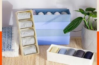 Bathla Drawer Organizers (Set of 4)- 5 Grids Multi-purpose Closet Storage Dividers | Stackable Wardrobe Organizers for Socks, Innerwear, Ties, Jewellery & Stationary | Plastic Storage Box | Multicolor