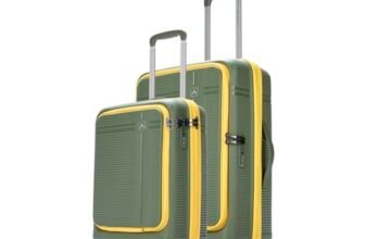 Aristocrat Solana Set of 2 (Cabin+Medium) Hard Case Trolley Bags, Green