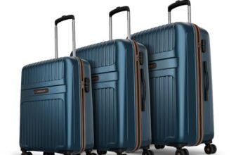 Aristocrat Atlas Set of 3 (Cabin+Medium+Large) Hard Case Trolley Bags, Blue