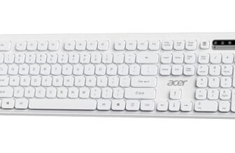 Acer SoftKey Pro Wireless Keyboard | 2.4GHz USB Connectivity | Full-Size 108-Key Layout with Numeric Keypad | Silent Round Keys | Slim Minimalist Design | Windows & iOS | White | AAA Battery Included