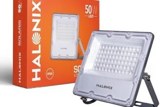 Halonix Aluminium 50W Waterproof Outdoor led Flood Light|Halogen Light, Focus Light for Garage, Parking, Shop -(Cool White)-Pack of 1|Short Circuit & Surge Protection.