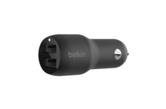 Belkin 24W Dual USB-A Fast Charge Car Charger Adapter. with 12W Pd from Each USB-A Ports Quick Charge All Compatible Devices (Mobiles, Tablets, Speakers and More), Black