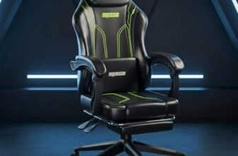 DROGO Phantom Ergonomic Gaming Chair with Premium PU Leather Fabric, Linkage Armrest, Adjustable Neck & Lumbar Pillow | Computer Chair for Study | Home & Office Chair with Recline (Black/Green)