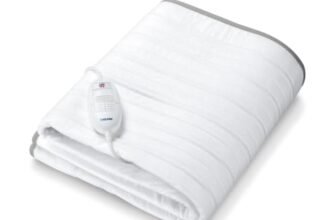 Beurer German Engineering TS 17 Single Electric UnderBlanket for Single Bed I German Engineering I Non-Slippery due to Elastic Band I 3 Temperature Levels I Overheat Protection I OEKO-TEX Certified I Removable Switch I Machine Washable at 30 °C I Grey
