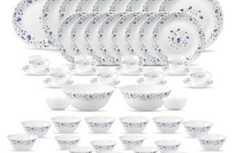 La Opala Classique Opalware Dinner Set, 53 Pcs, Family of 8, Blue Mystique