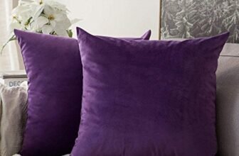 Khooti Velvet Cushion Cover, 28×28 | Purple | Pack of 2 | Solid Plain Soft & Smooth, Decorative Cushion Covers for Living Room, Bedroom, Couches, Chairs, Sofas, Beds & Home Decor