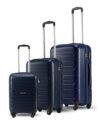SNITCH Loop 3Pc Set Blue Polypropylene Hard Travel Suitcase – Suitcase for Travel Set of 3 & Luggage with 4 Wheels, Secure Lock & Free Shoe Bag