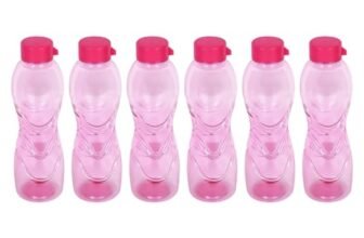 PEARLPET Trinity BPA-Free Plastic Water Bottle Set |Lightweight, Leak-Proof & Freezer Safe – Pack of 6 (1000ml Each), Pink