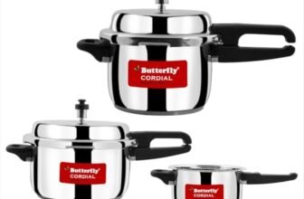 Butterfly Cordial 2L, 3L & 5L SS Pressure Cooker Combo | Stainless Steel | Induction & Gas Stove Compatible| ISI Certified| Triple Safety System| Silver