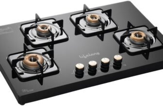 Lifelong HobTop with Toughened Glass Top | High-Efficiency Burners & Anti-Skid Legs Glass Manual Hob(4 Burners)