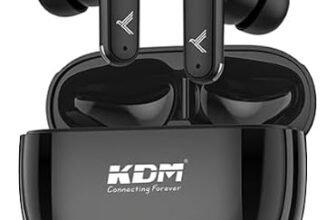 KDM W3 JiyoPods Bluetooth 6.0 Wireless Earbuds, 28H Total Playtime, Low Power IC, 5H Music & 6H Call Time, Type-C Fast Charging (90 Min), in-Ear Design, Voice Assistant, Black