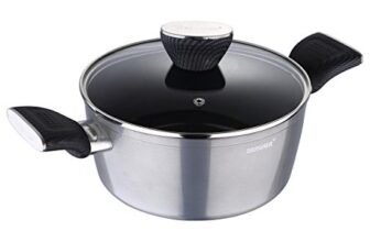 Bergner Carbon TT Forged Aluminium Non-Stick Casserole with Glass Lid & Induction Base (20 cm, 2.6 Liters, Metallic Grey)