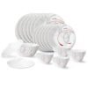 Larah by Borosil Boro Fluted Series Opalware Dinner Set | 28 Pieces for Family of 6 | Microwave & Dishwasher Safe | Bone-Ash Free | Crockery Set for Dining & Gifting | Plates & Bowls | White