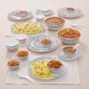 Larah By Borosil Moon Milky Way Dinner Set- 33 Pcs, Opal Glass Dinner Plates & Bowls Crockery Set for Dinning, White