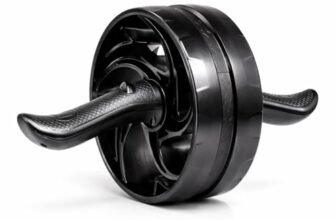 Amazon Basics Ab Roller with Non-Slip Handles | Wheel Exercise Equipment for Core Strengthening | Compact & Portable | for Men and Women | Black | 34 x 45.6 x 16.3 cm