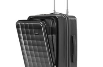 SNITCH Rubik Laptop Cabin Size Grey Polycarbonate Hard Travel Suitcase – Trolley Bag Small & Luggage with 8 Wheels, Premium Lock, Laptop Compartment & Free Shoe Bag