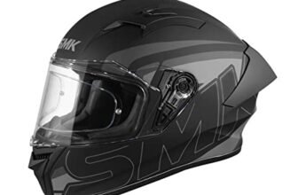 SMK Stellar Sports Stage Full Face Helmet with Pinlock Fited (Ma262)-L, Black,Pinlock 30 Fitted