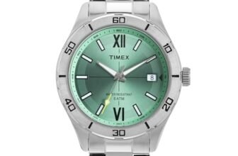 TIMEX Analog Watch for Men with Green Dial & Silver Stainless Steel Bracelet Band – Water Resistant Men’s Wrist Watches -TWEG295SMU01