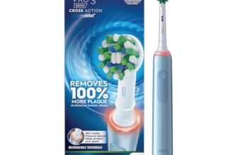 Oral-B Pro 3 Rechargeable Rotating Electric Toothbrush for Adults, 3 Cleaning Modes with Pressure Sensor, 2 Min Timer with Quadpacer, 2 Year Warranty by Oral B, IPX7 Water Resistant, Round Brush Head