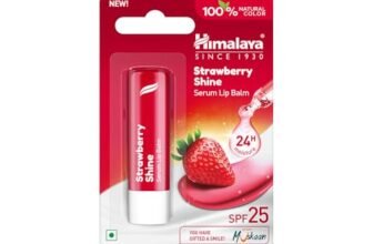 Himalaya Strawberry Shine Serum Infused Lip Balm 4.5G | For Smooth and Nourished Lips | 100% Natural Color & SPF 25 UV Protection