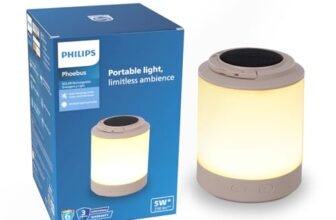 Philips Phoebus 5W Solar Emergency Light | 230 Lumens | 2400mAh Battery | Dual Charging Solar & Type-C | Multi-Color RGB Modes | One-Step Dimming | 5.5H Backup | Portable & Hangable Design | Pack of 1