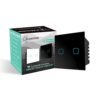 Kamonk WiFi Touch 2 Gang 15A Smart Switch | No Additional Hubs | No Automation Related Wiring | Compatible with Amazon Alexa and Google Assistant, Add Shortcuts to Siri & Kamonk App (Black)