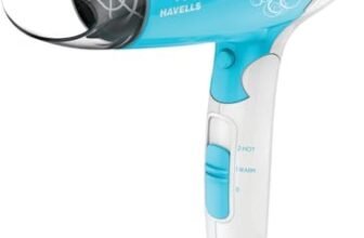 Havells HD3151 1200 W Foldable Hair Dryer; 3 Heat (Hot/Cool/Warm) Settings Including Cool Shot Button; Heat Balance Technology, Turquoise