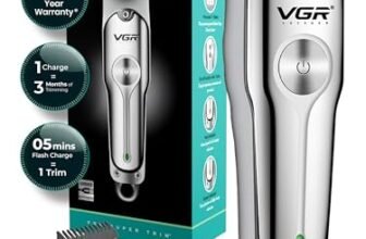VGR V-071 Professional Beard Trimmer for Men, 2X Fast Charging, USB Type C, 120 Min Runtime, Hair Trimmer, Cordless, 3 Length Settings, 2 Year Warranty (Silver)