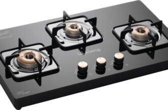 Lifelong HobTop with Toughened Glass Top | High-Efficiency Burners & Anti-Skid Legs Glass Manual Hob(3 Burners)