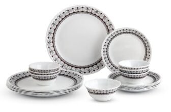 CELLO Lumina Imperial Plus Series Opalware Dinner Set of 19 Pieces For Family of 6 | Bone-Ash Free & Leadfree Opal Glass Microwave & Dishwasher Safe Crockery Plates & Bowls Set For Daily Use & Gifting