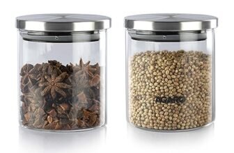 AGARO Elite Borosilicate Glass Jar 600 ml, Round Shaped, Steel Lid, Storage Glass Container, Microwave, Oven & Freezer Safe, Transparent, Kitchen Organiser, Multipurpose Jar, Pack of 2.