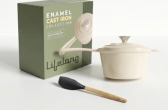 Lifelong Enamel Cast Iron Saucepan with Lid (1.9L, 20cm) | Oven, Gas & InductionŚ Compatible | Slow Cooking, Even Heat Distribution, Non-Toxic, Durable, Naturally Nonstick, No Stains or Scratch(Ivory)
