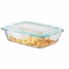 SignoraWare Lock ‘N’ Store Borosilicate Glass Rectangle Container | Microwave Safe | Convenient Storage | Elegant design | Air Tight Lid | Useful for Tiffin and lunch Box (1.4 Ltr | Clear)
