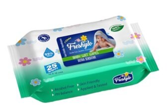 Freshylo Baby Wipes with 99% Purified Water & Glycerine | Extra Thick & Moist Wet Tissues | Alcohol free, Skin-Friendly, pH balanced & Hypoallergenic | 25 Counts (Pack of 1)